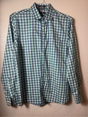 Nordstrom Traditional Fit Check Non-Iron Cotton Dress Shirt Size L